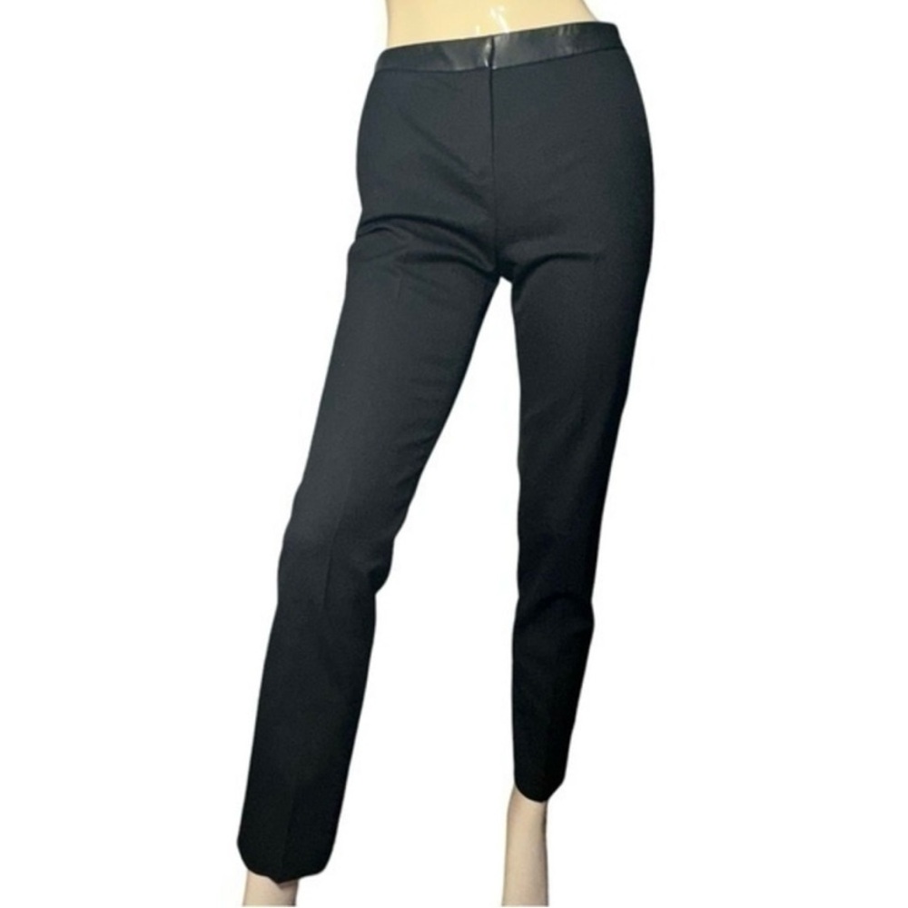 THE KOOPLES Black Wool Lambskin Leather Trim Trousers Pants Size 36